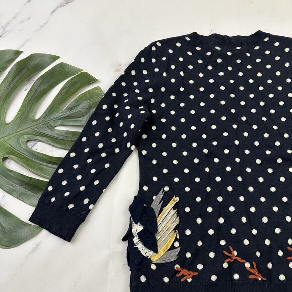 Charlie Robin Anthropologie Chicken Cardigan Sweater Size XS Blue Polka Dot - Picture 11 of 12